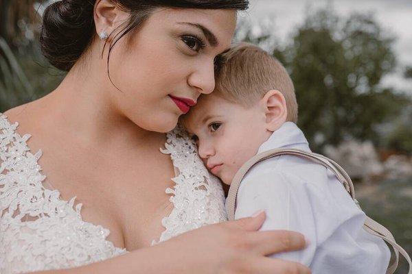 Mother & son on wedding day.