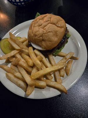 Hamburger and fries