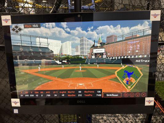 View of the display while using HitTrax