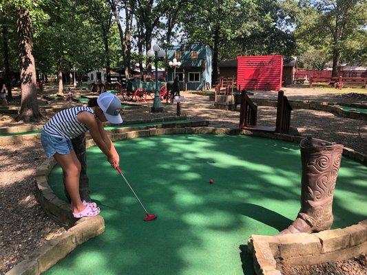 Mini golf in the shade with a fun history lesson of the Old West!