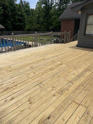 New deck boards added to existing deck.