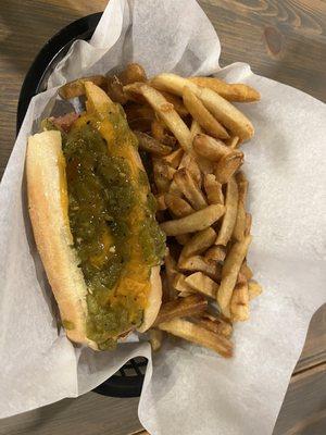 Green Chili Hot Dog