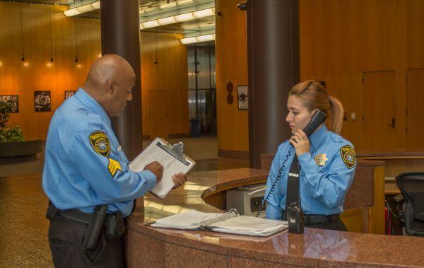 Professional uniformed security officers in Los Angeles.