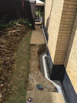 Exterior French drain