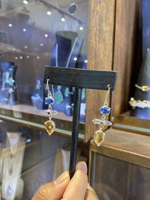 Stunning kyanite and citrine earrings.