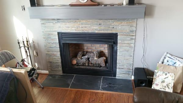 Another Mantel I did, the customers loved how the grey,black and earth tones came together.