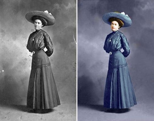 Restored black and white image and colorized.