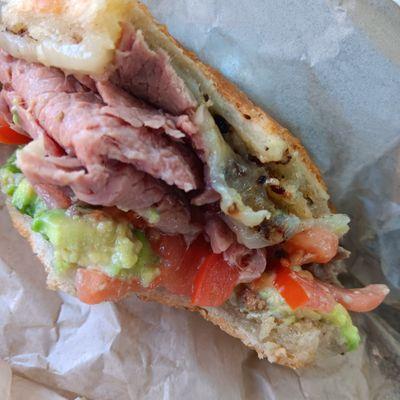 #16. Friday Special Grilled Tri-tip with garlic butter, pepper jack cheese, mayo, avocado, lettuce, tomatoes 15.99