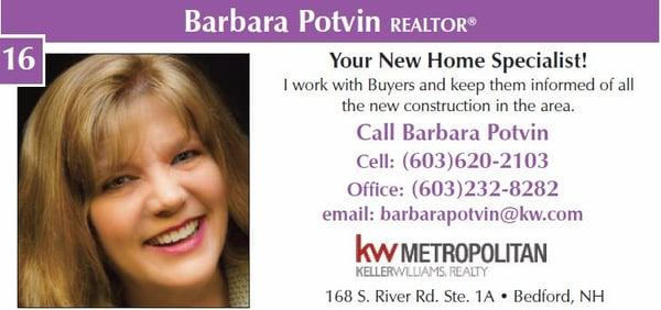 Barbara Potvin @ A Home in NH and Keller Williams Realty Metropolitan for all your New Construction needs in NH