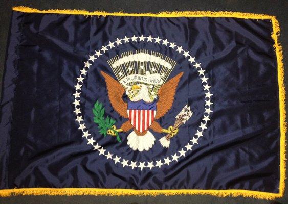 Sewn applique nylon Presidential flag.