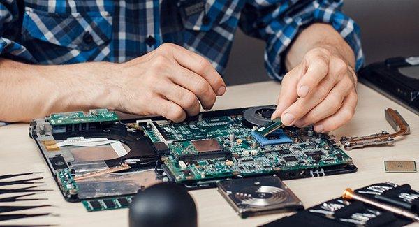 Soldering repair work on a mother board