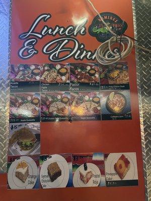 Lunch and dinner menu