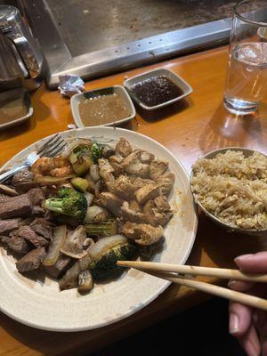 Steak and chicken hibachi option with fried rice