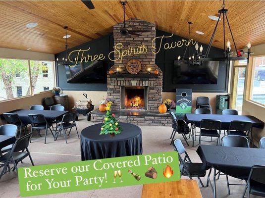 Reserve the heated covered patio for your next party!