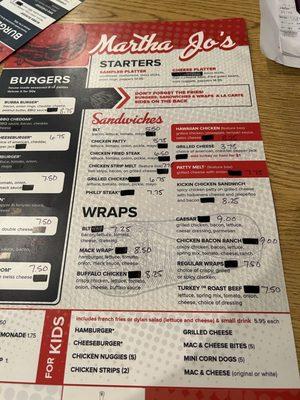 Menu side 1