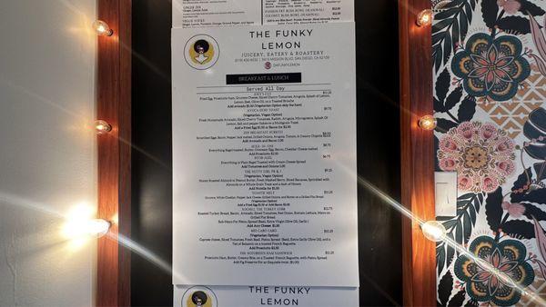 Menu as of Nov. 2023