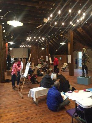 Art class in the new barn