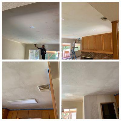 Removed some popcorn ceiling and fix the drywall