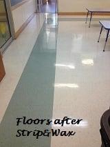 This is an example of how a complete strip/shine and edge cleaning should look. After we've completed your floors.