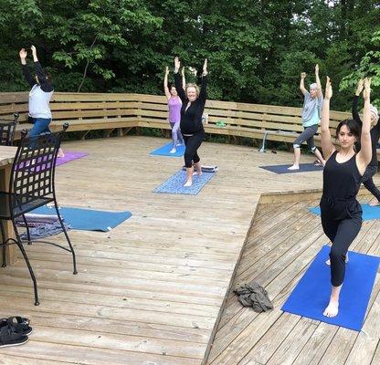 Outdoor yoga class