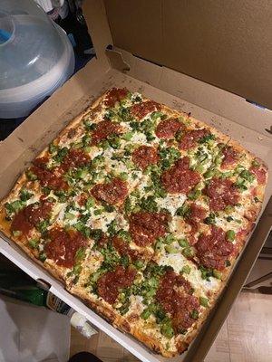 Thin grandma pie with Broccoli Pizza