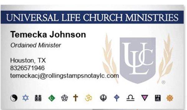 Officiant card