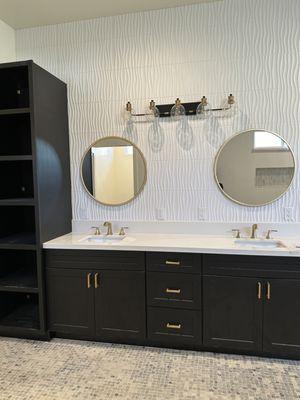 Black shaker cabinets for master bathroom