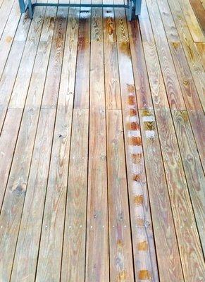 Deck restoration requires the proper application of cleaning solution and dwell time.