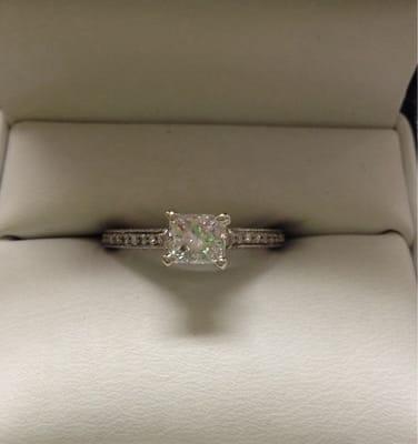 Special order 14k .58 CT. Princess cut diamond.