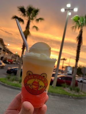 Strawberry and mango and coconut Italian ice