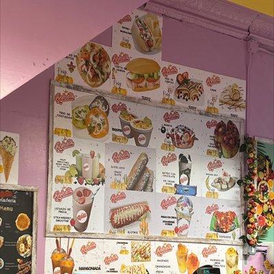 Dessert menu on wall