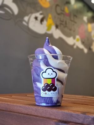 Ube and vanilla soft serve