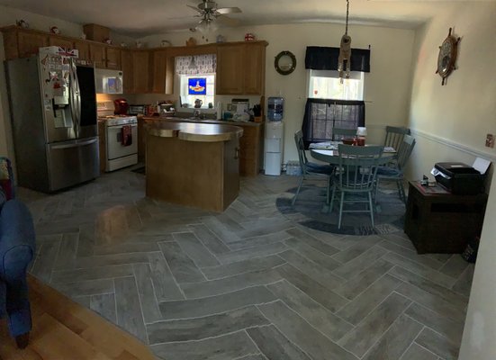 New porcelain tile floor