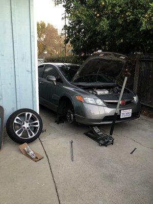 On site at customers home oil change on Honda Civic