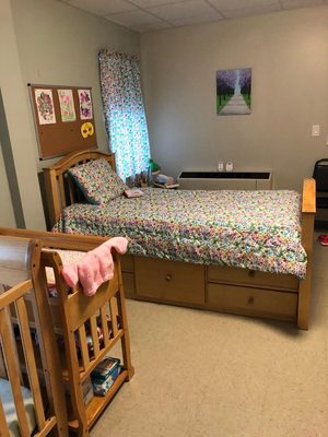 Another view of a mother and child's room in Cynthia Day Family Center at Keystone Hall.