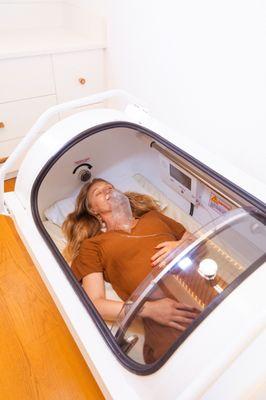 Client in the Hyperbaric Oxygen Chamber