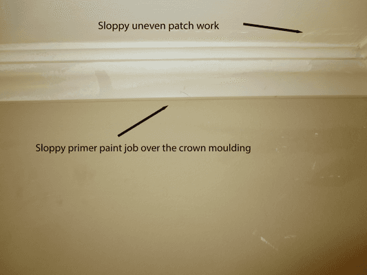 This is how a scam artists installs and paints your ceiling.