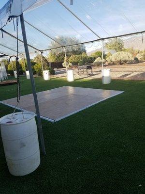 Clients personal lot with the clear canopy tent