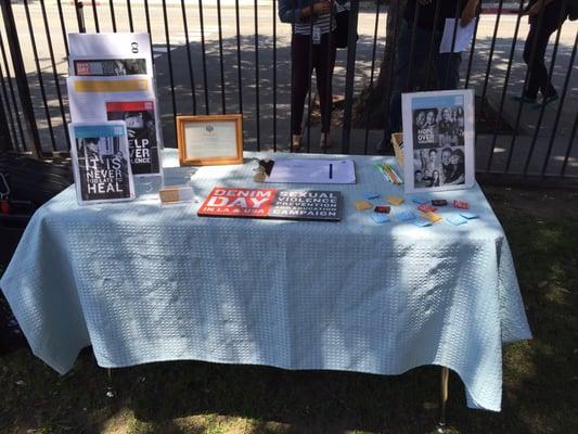 My volunteer table for info on domestic and sexual violence prevention at PACT fair in Pasadena for formerly incarcerated folks