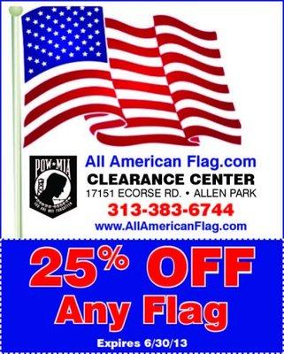 Bring in your old and worn flags and receive 25% off a New US flag!