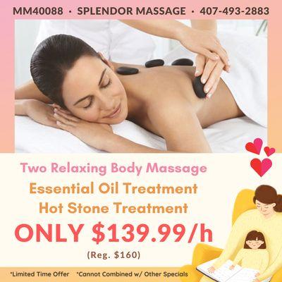 Two Relaxing Body Massage ONLY $139.99/h