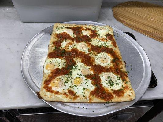 Eggs pizza delicious