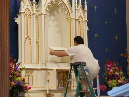 An High Altar at a Export, PA church that we restored .