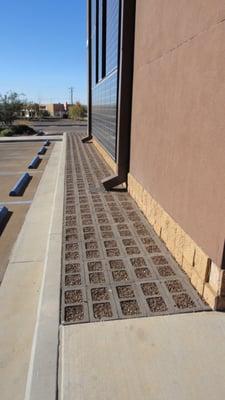 Groundwater recharge, although there are storm drains at the mouth of the downspouts to keep the area from flooding.