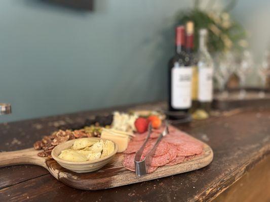 Happy hour charcuterie and wine