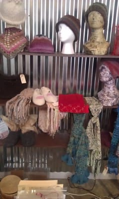 Cute hats made by the owner and her daughters.