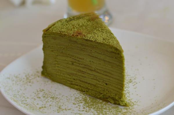 Green tea miller crepe - sounds like what it is, layers and layers of light green tea-flavored crepes and whipped cream - pass.