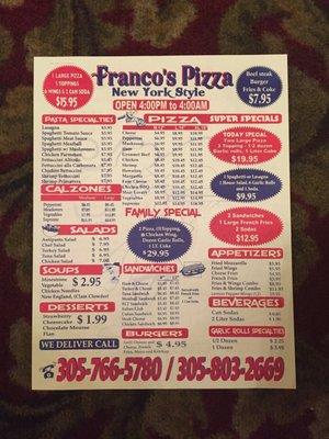 Flyer Franco's Pizza