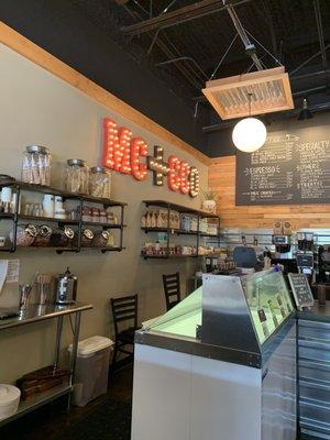 View of the counter and half of the ice cream offerings