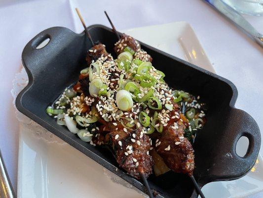 Korean beef skewers.